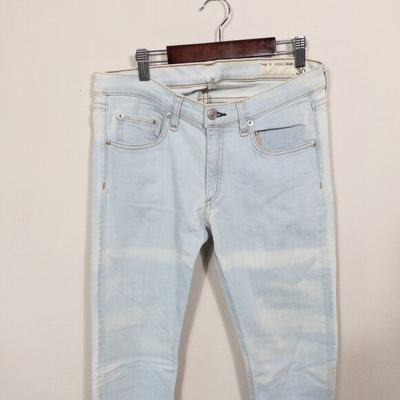 Rag & Bone Light Blue White Bleached Skinny Fit Denim Jeans SZ 30 Distressed Mid - Picture 3 of 12